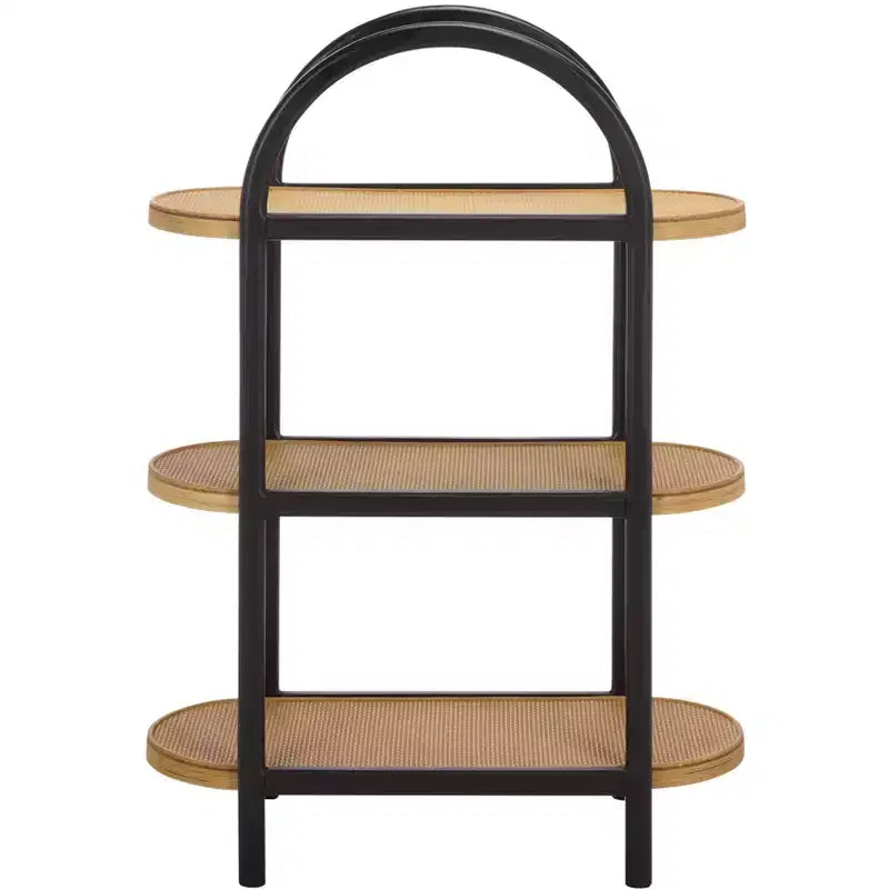 Wilson étagère de rangement en bois et rotin PE - noir/brun - SEI