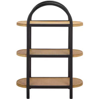 Wilson étagère de rangement en bois et rotin PE - noir/brun - SEI