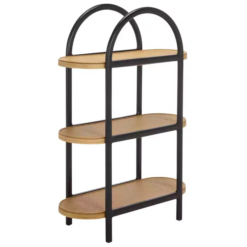 Wilson étagère de rangement en bois et rotin PE - noir/brun - SEI