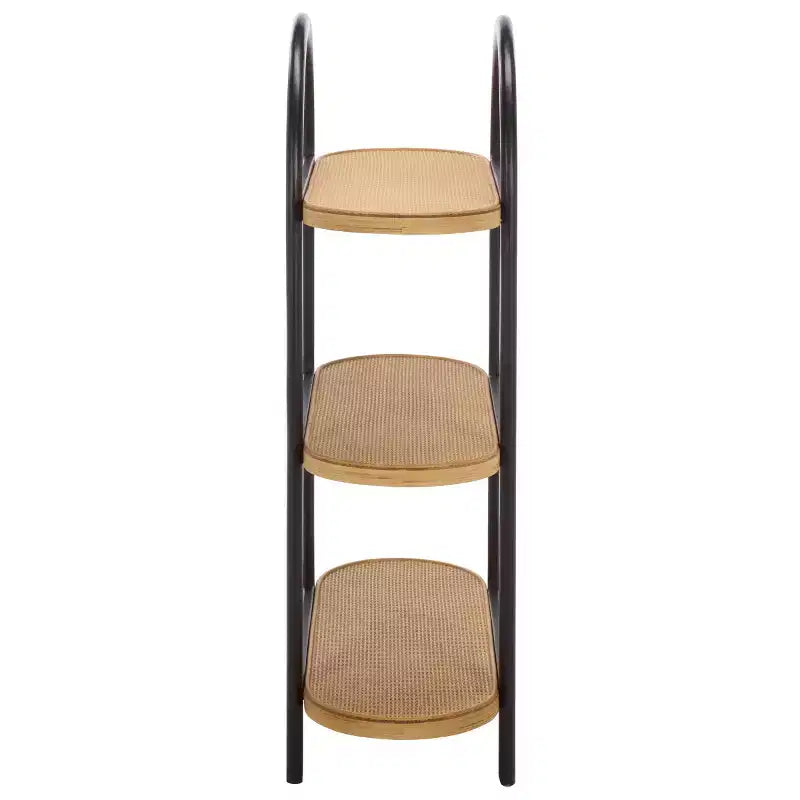 Wilson étagère de rangement en bois et rotin PE - noir/brun - SEI