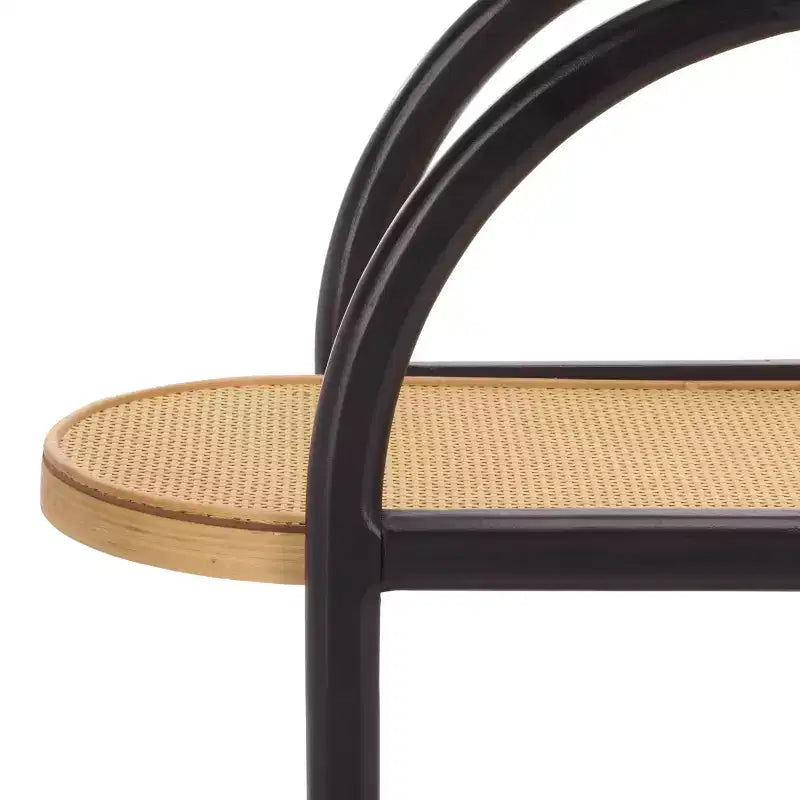Wilson étagère de rangement en bois et rotin PE - noir/brun - SEI