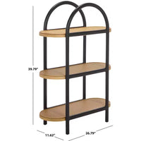 Wilson étagère de rangement en bois et rotin PE - noir/brun - SEI