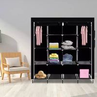Armoire de rangement portable Karl Home 12 cubes avec 2 tringles de suspension et 4 poches latérales, organisateur de rangement 4 niveaux en tissu non tissé noir