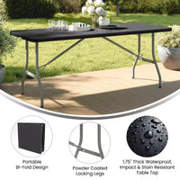 Flash Furniture Table pliante en plastique de 1,8 m à deux volets