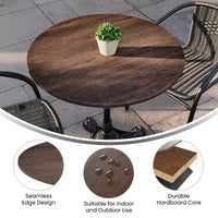 Plateau de table enveloppé HPL TopGuard Flash Furniture Acadia, bord sans joint, résistant aux rayures et aux taches, qualité commerciale