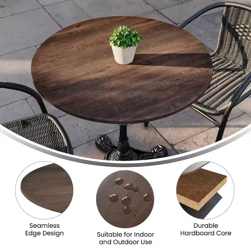 Plateau de table enveloppé HPL TopGuard Flash Furniture Acadia, bord sans joint, résistant aux rayures et aux taches, qualité commerciale