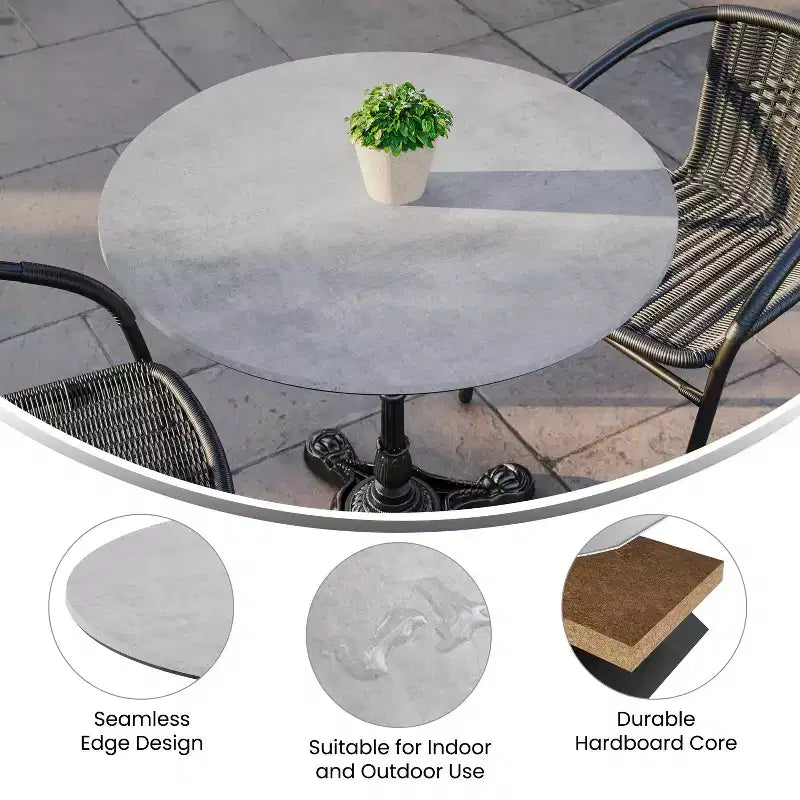Plateau de table enveloppé HPL TopGuard Flash Furniture Acadia, bord sans joint, résistant aux rayures et aux taches, qualité commerciale