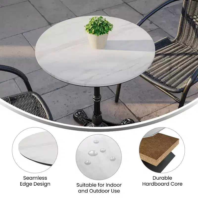 Plateau de table enveloppé HPL TopGuard Flash Furniture Acadia, bord sans joint, résistant aux rayures et aux taches, qualité commerciale