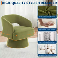 Fauteuil tonneau d'appoint pivotant 360 moderne en velours, fauteuil rembourré à dossier rayé et rembourrage moelleux, fauteuil lounge rond confortable
