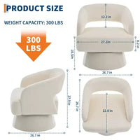 Fauteuil tonneau d'appoint pivotant 360 moderne en velours, fauteuil rembourré à dossier rayé et rembourrage moelleux, fauteuil lounge rond confortable