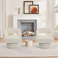 Fauteuil tonneau d'appoint pivotant 360 moderne en velours, fauteuil rembourré à dossier rayé et rembourrage moelleux, fauteuil lounge rond confortable