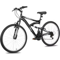 Hykolity VTT 26 pouces, vélo de cyclisme extérieur 18 vitesses, cadre en acier à haute teneur en carbone, VTT pour hommes et femmes, double suspension intégrale, noir