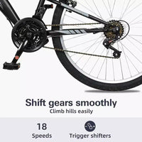 Hykolity VTT 26 pouces, vélo de cyclisme extérieur 18 vitesses, cadre en acier à haute teneur en carbone, VTT pour hommes et femmes, double suspension intégrale, noir