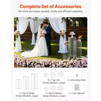 VEVOR Support de fleurs de mariage, 3 pièces 23,62/29,53/35,43 pouces, socle cylindrique rond, avec couvercle en acrylique transparent, supports piedestaux cylindriques, transparent