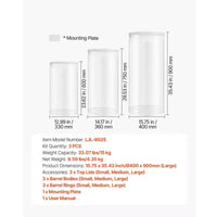 VEVOR Support de fleurs de mariage, 3 pièces 23,62/29,53/35,43 pouces, socle cylindrique rond, avec couvercle en acrylique transparent, supports piedestaux cylindriques, transparent