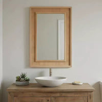 Miroir décoratif mural en bois massif et rotin style ferme Brielle de GDFStudio