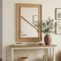 Miroir décoratif mural en bois massif et rotin style ferme Brielle de GDFStudio