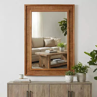 GDFStudio Brielle Farmhouse Rattan Solid Wood Decorative Wall Mirror