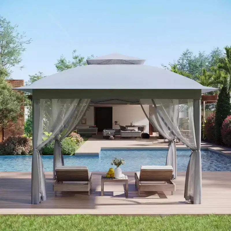 Tente gazebo instantanee pliante 11x11 avec moustiquaire, abri auvent d'extérieur impermeable pour arrière-cour et patio, inclut sac de transport portable