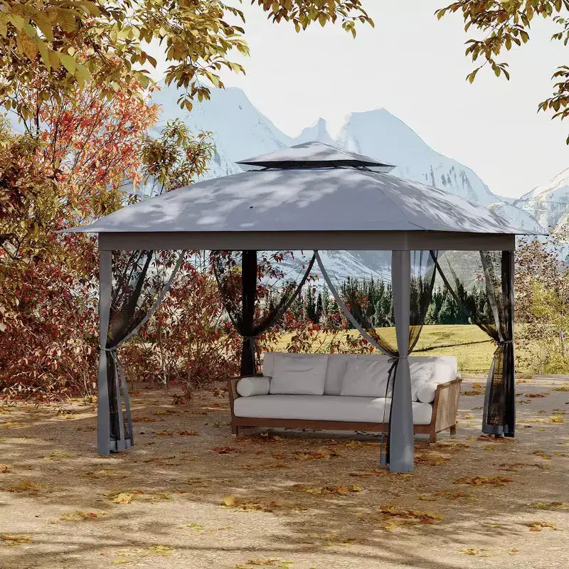 Tente gazebo instantanee pliante 11x11 avec moustiquaire, abri auvent d'extérieur impermeable pour arrière-cour et patio, inclut sac de transport portable