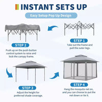 Tente gazebo instantanee pliante 11x11 avec moustiquaire, abri auvent d'extérieur impermeable pour arrière-cour et patio, inclut sac de transport portable