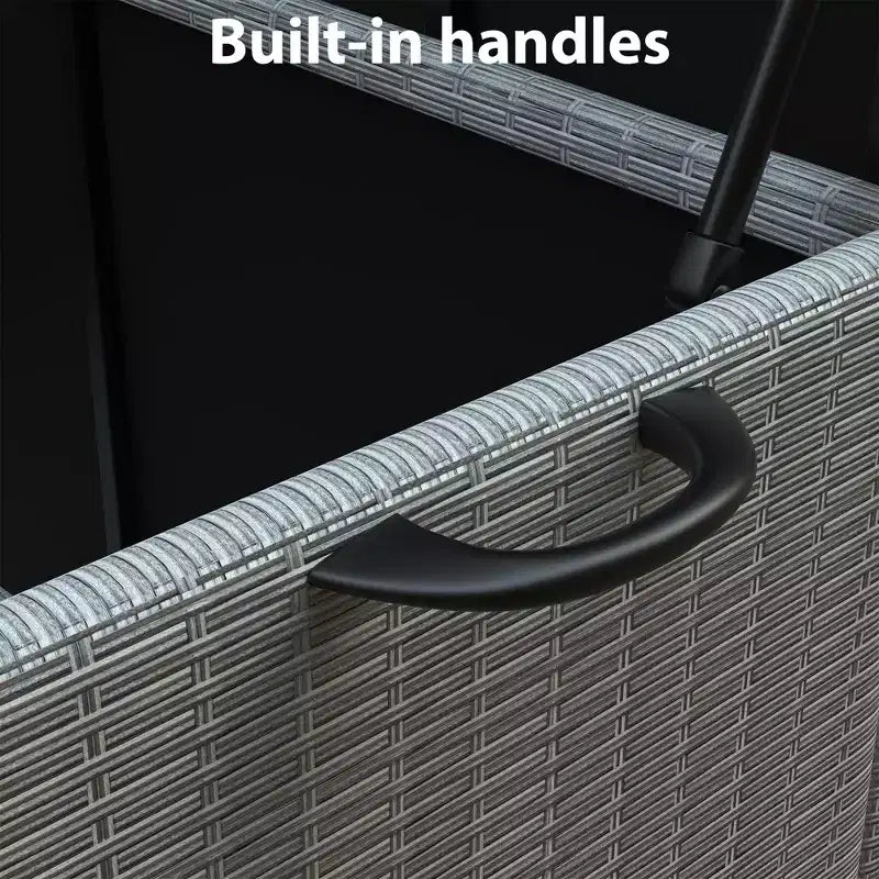 Coffre de rangement de jardin en rotin PE étanche, 473 litres, avec poignées et roulettes, pour jardin, balcon, porche, piscine, cour.