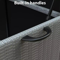 Grand coffre de terrasse 125 gallons impermeable en rotin PE, coffre de rangement d'extérieur avec poignees et roues, bac de rangement pour jardin, balcon, porche, piscine et cour