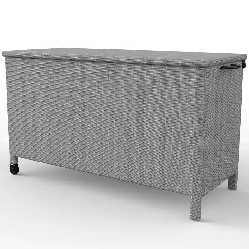 Coffre de rangement de jardin en rotin PE étanche, 473 litres, avec poignées et roulettes, pour jardin, balcon, porche, piscine, cour.