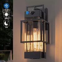 C Cattleya Applique murale extérieure moderne noire mate 14,75 po avec verre trempé transparent