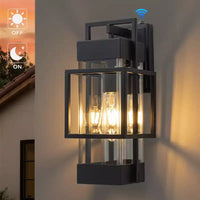 C Cattleya Applique murale extérieure moderne noire mate 14,75 po avec verre trempé transparent
