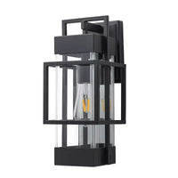 C Cattleya Applique murale extérieure moderne noire mate 14,75 po avec verre trempé transparent