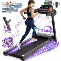 Tapis de course 4 en 1 en liquidation avec inclinaison de 12 %, tapis de course pliable portable pour la maison et le bureau, tapis de course silencieux de 3,5 CV