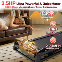 Tapis de course 4 en 1 en liquidation avec inclinaison de 12 %, tapis de course pliable portable pour la maison et le bureau, tapis de course silencieux de 3,5 CV