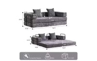 MooxvMoo Canapé-lit convertible, futon en velours côtelé avec oreillers, pour salon et chambre, gris