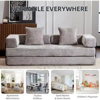 Canapé-lit convertible MooxvMoo Floor, futon en velours côtelé avec oreiller, pour salon ou chambre, gris clair