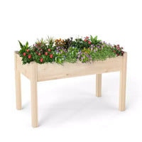 NAYSAYE Carre de jardin sureleve en bois avec pieds, bac avec doublure pour herbes, fleurs et legumes, jardinage de patio et d'arrière-cour, brun, 48,23*24*29,72