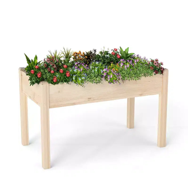 NAYSAYE Carre de jardin sureleve en bois avec pieds, bac avec doublure pour herbes, fleurs et legumes, jardinage de patio et d'arrière-cour, brun, 48,23*24*29,72