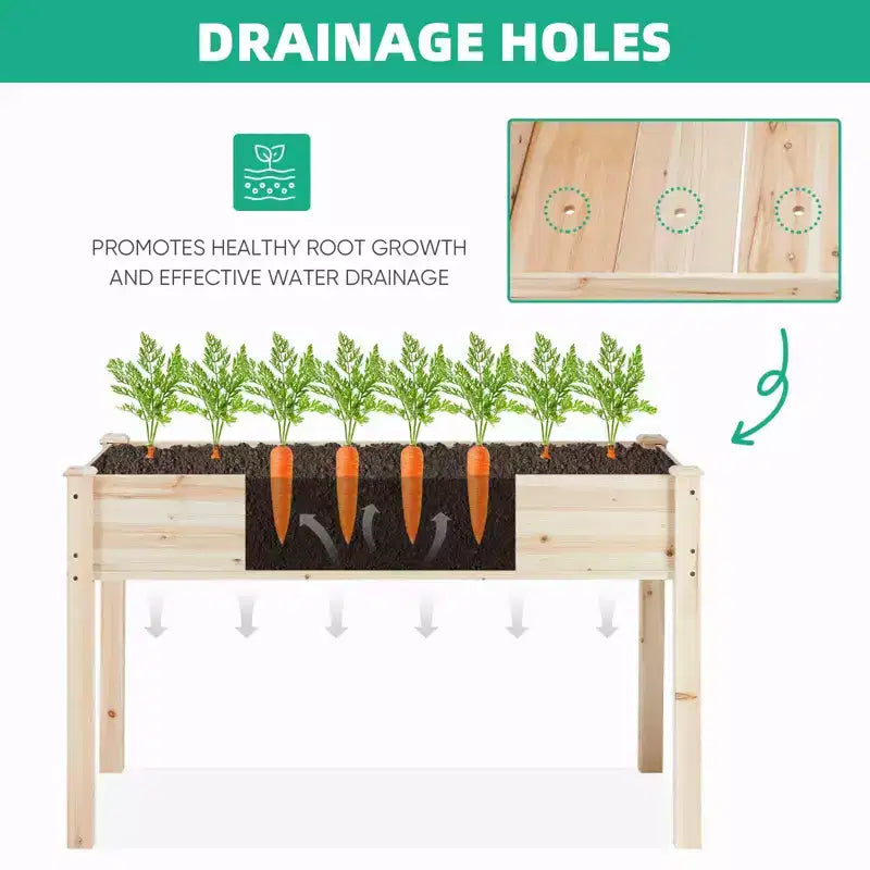 NAYSAYE Carre de jardin sureleve en bois avec pieds, bac avec doublure pour herbes, fleurs et legumes, jardinage de patio et d'arrière-cour, brun, 48,23*24*29,72