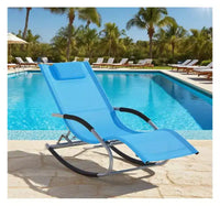 Chaise longue à bascule zero gravite avec tissu resistant aux intemperies et mouvement de glissement