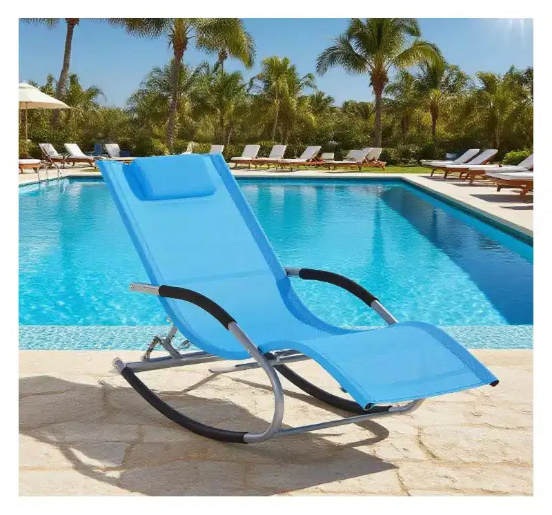 Chaise longue à bascule zero gravite avec tissu resistant aux intemperies et mouvement de glissement