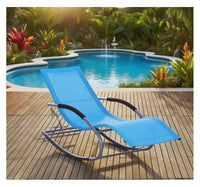 Chaise longue à bascule zero gravite avec tissu resistant aux intemperies et mouvement de glissement