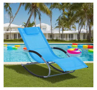 Chaise longue à bascule zero gravite avec tissu resistant aux intemperies et mouvement de glissement