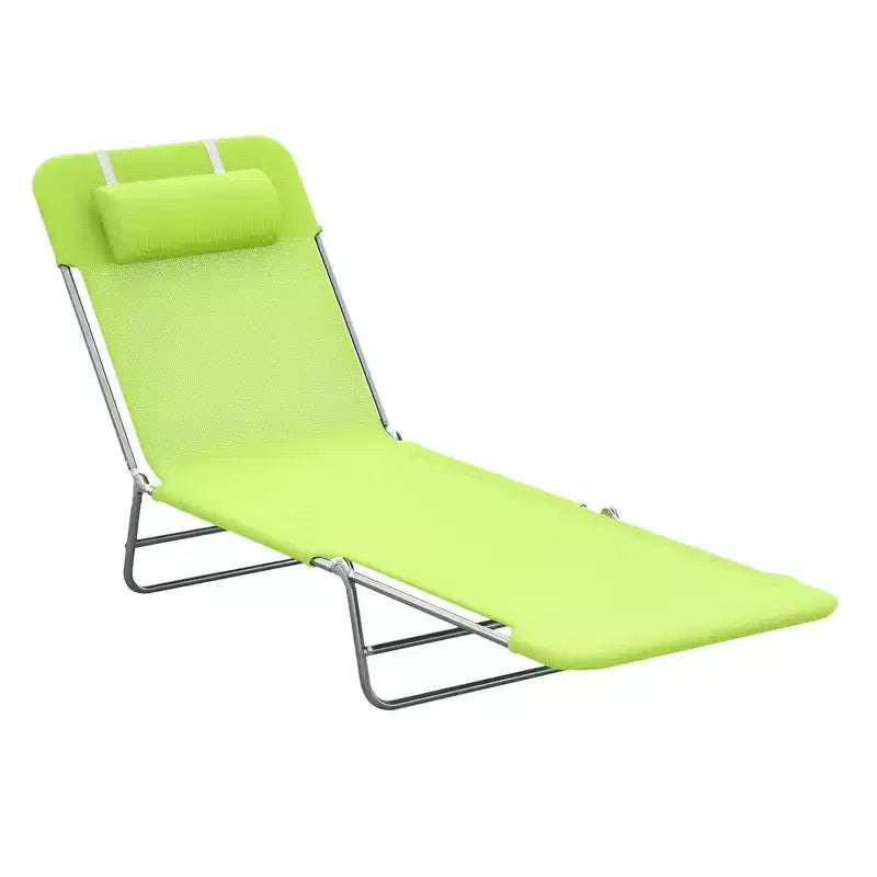 Chaise longue pliante avec dossier et appuie-tête réglables pour piscine et plage
