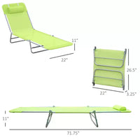 Chaise longue pliante avec dossier et appuie-tête réglables pour piscine et plage