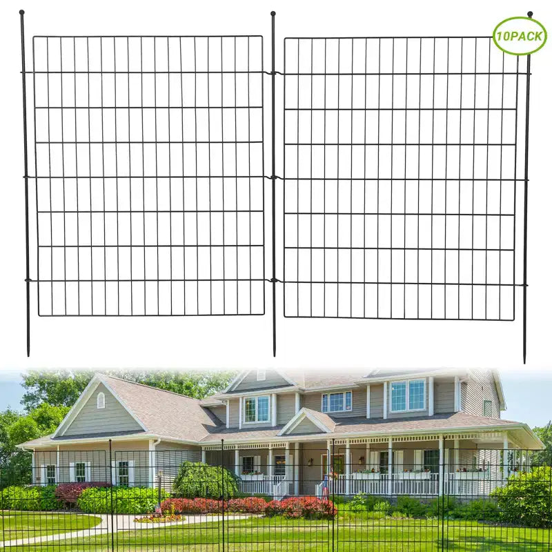 Clôture de Jardin Décorative sans Porte, 10 Panneaux Clôture Décorative pour Extérieur, Cour, Patio, Barrière Animaux en Fil Métallique Antirouille, 73,7 x 76,2 cm