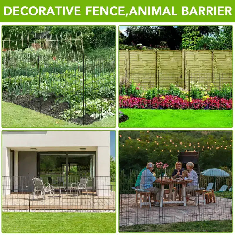 Clôture de Jardin Décorative sans Porte, 10 Panneaux Clôture Décorative pour Extérieur, Cour, Patio, Barrière Animaux en Fil Métallique Antirouille, 73,7 x 76,2 cm
