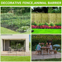 Clôture de Jardin Décorative sans Porte, 10 Panneaux Clôture Décorative pour Extérieur, Cour, Patio, Barrière Animaux en Fil Métallique Antirouille, 73,7 x 76,2 cm