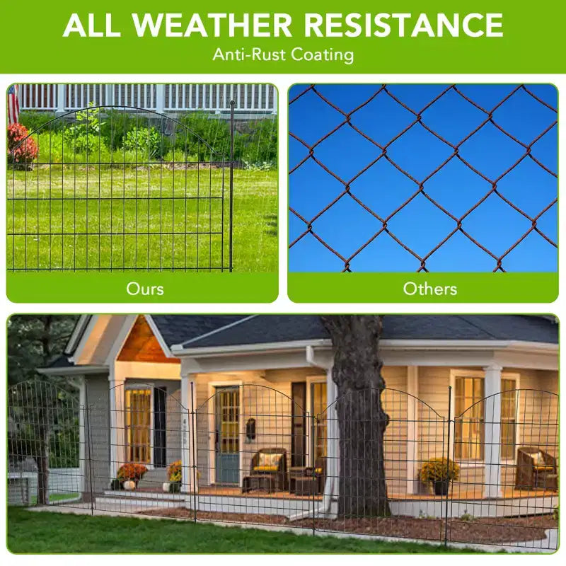 Clôture de Jardin Décorative sans Porte, 10 Panneaux Clôture Décorative pour Extérieur, Cour, Patio, Barrière Animaux en Fil Métallique Antirouille, 73,7 x 76,2 cm