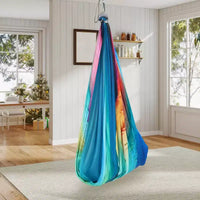 Balançoire Sensorielle - Balançoire thérapeutique double couche 140 x 150 cm pour l'autisme, les troubles du déficit de l'attention avec hyperactivité (TDAH), effet de câlin apaisant, pivotant à 360°, utilisation intérieure/extérieure