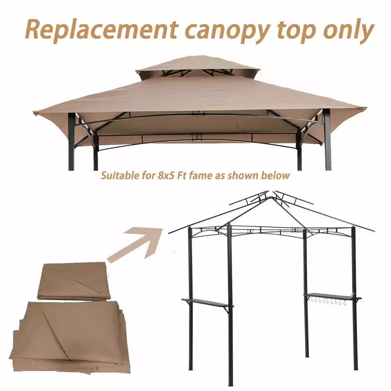 Clihome Toile de rechange pour tonnelle de barbecue à double couche 8x5 pieds